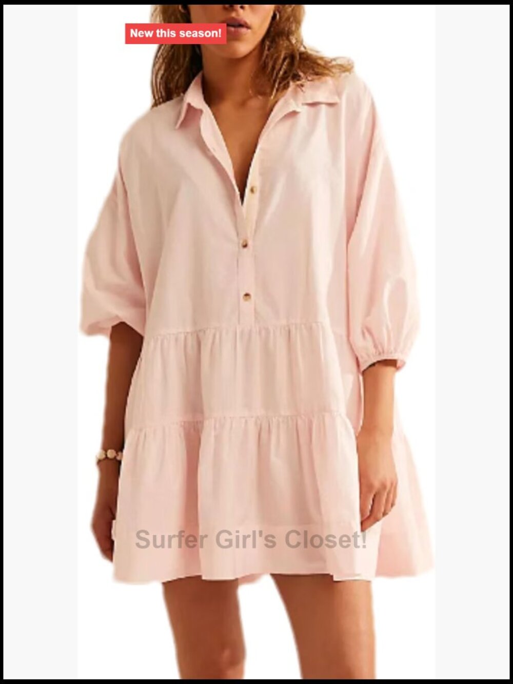 Women's Cotton Babydoll Dress Long Sleeve Button Down Flowy A-Line Mini